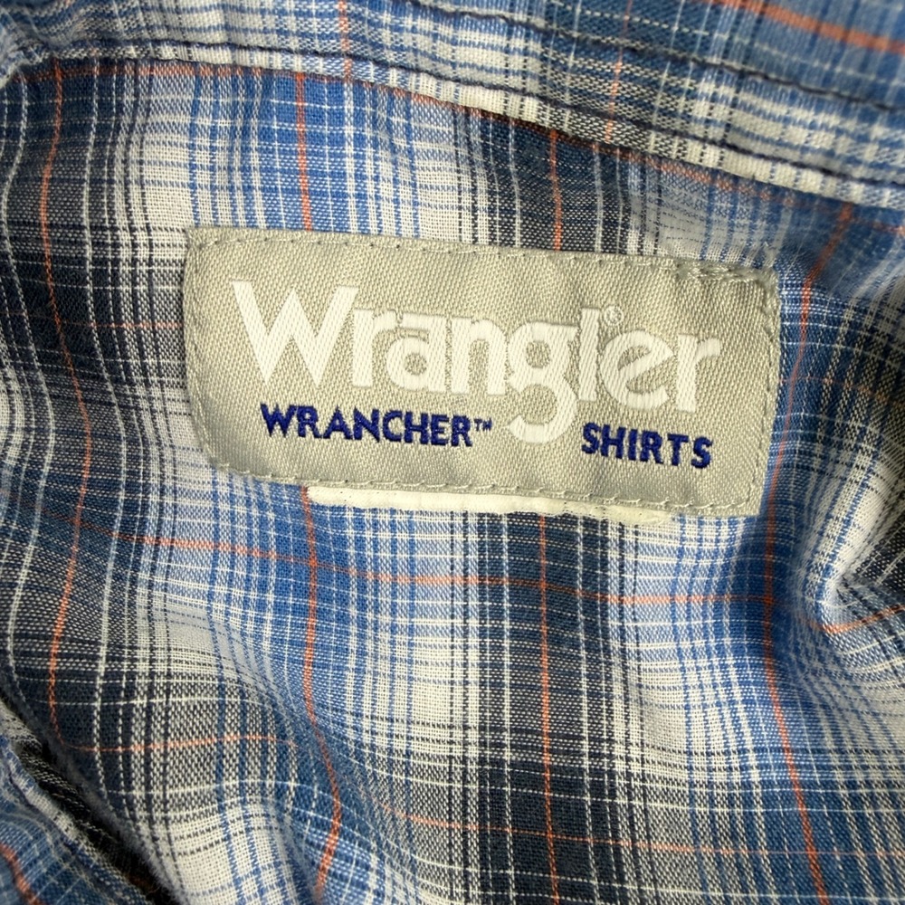 Wrangler Wrancher Mens Large Blue Plaid Pearl Snap Western Long Sleeve Shirt - Picture 4 of 11